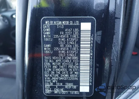 2013 Nissan Juke Nismo/S/Sl/Sv z USA, uszkodzony, nr VIN JN8AF5MV0DT225596